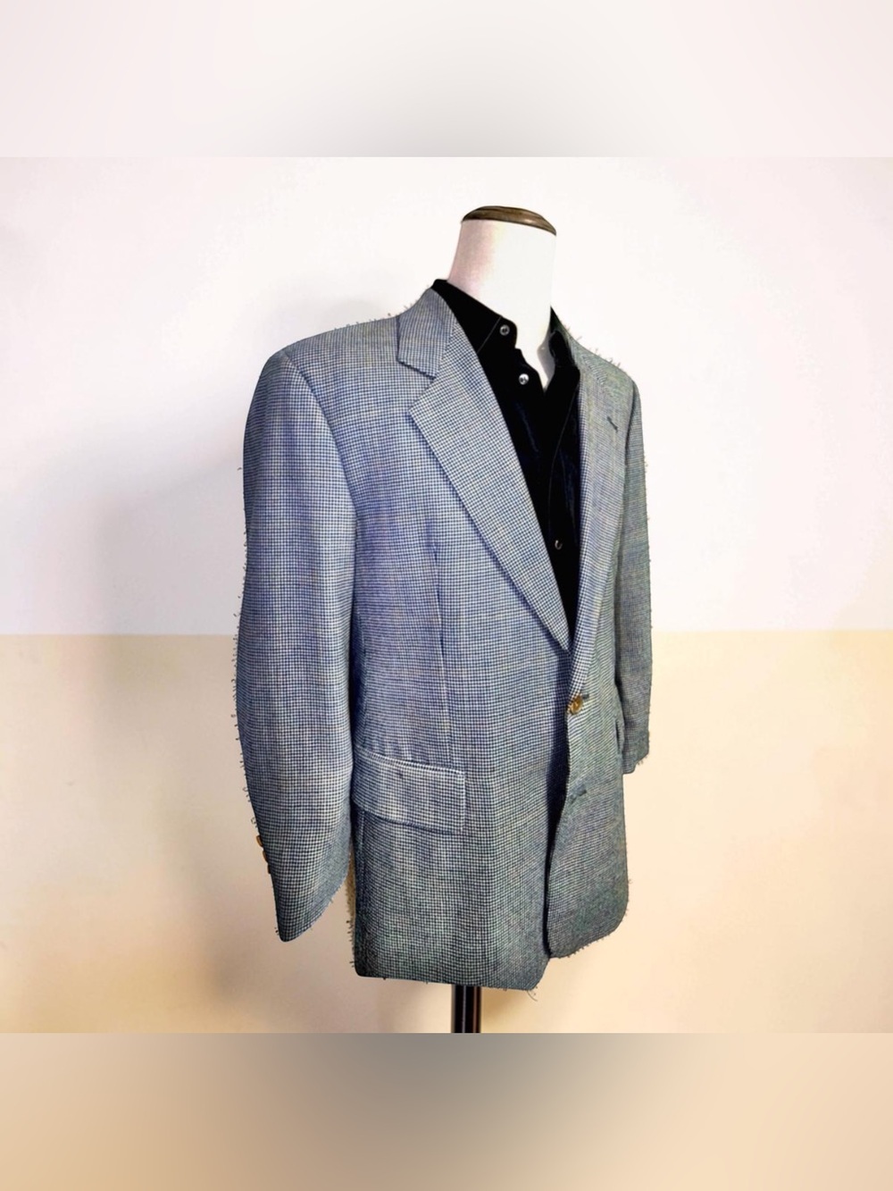 British American House “Delon” 100% Wool Micro Houndstooth Blazer 38R - Picture 3 of 14